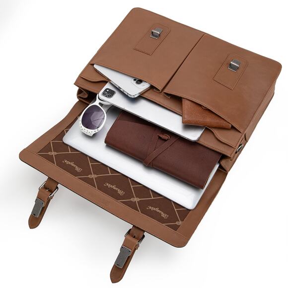 Wrangler Brown Genuine Leather Tooled Travel/Laptop/Messenger Bag *NEW Package* - Picture 6 of 7